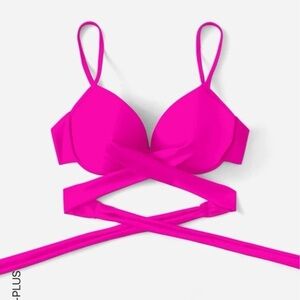 4XL size20 push up plus swim top hot pink